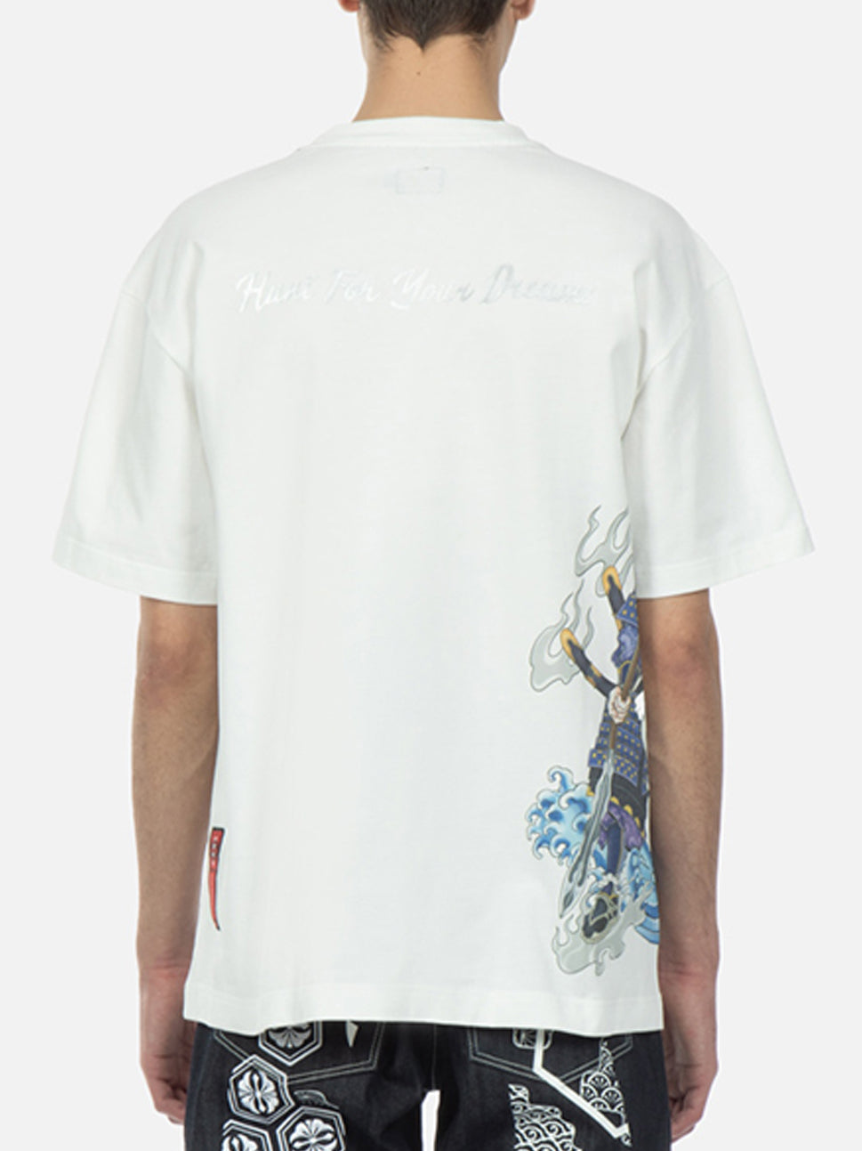 Evisu Off White Printed Samurai & Seagull Embroidery Tee