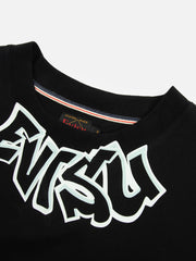 Evisu Black HT Stencil Daicock Printed SS Tee