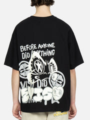 Evisu Black HT Graffiti Daruma Face Printed SS Tee