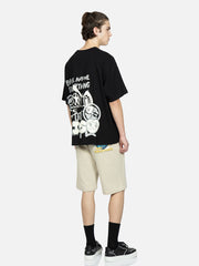 Evisu Black HT Graffiti Daruma Face Printed SS Tee