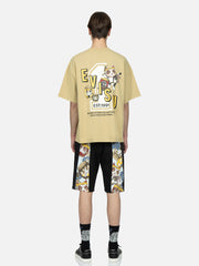 Evisu Beige HT No. 1 Daruma & Fortune Cat Printed SS Tee