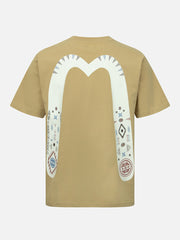 Evisu Beige HT Nomadic Daicock Printed SS Tee