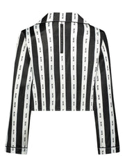 Bling X Kelly Crop Top Pajama Shirt Black/Nude BLWK W01