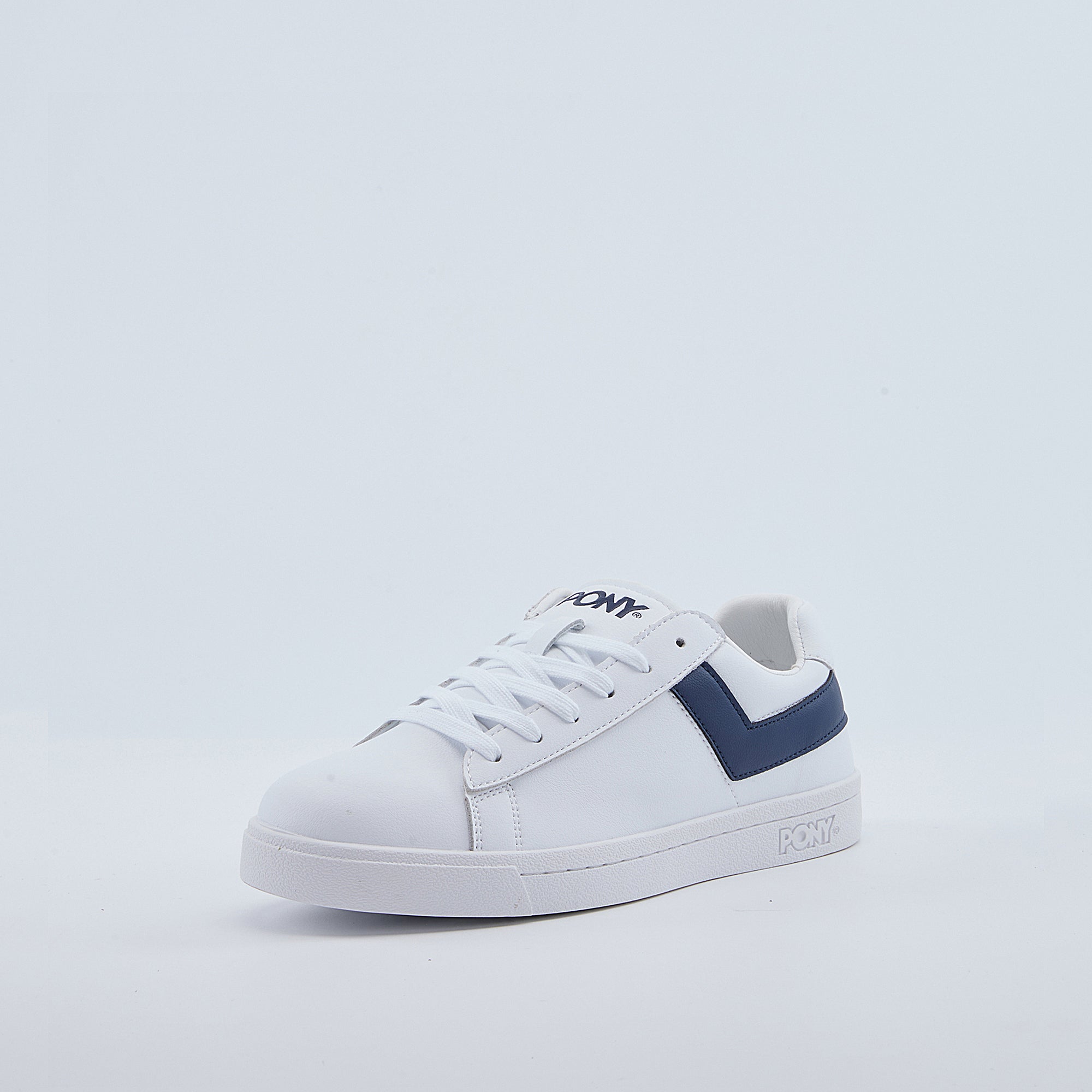 Pony Men's Top Star Sneakers with White Main Lace/Ext Lace Navy as Chevron Marine