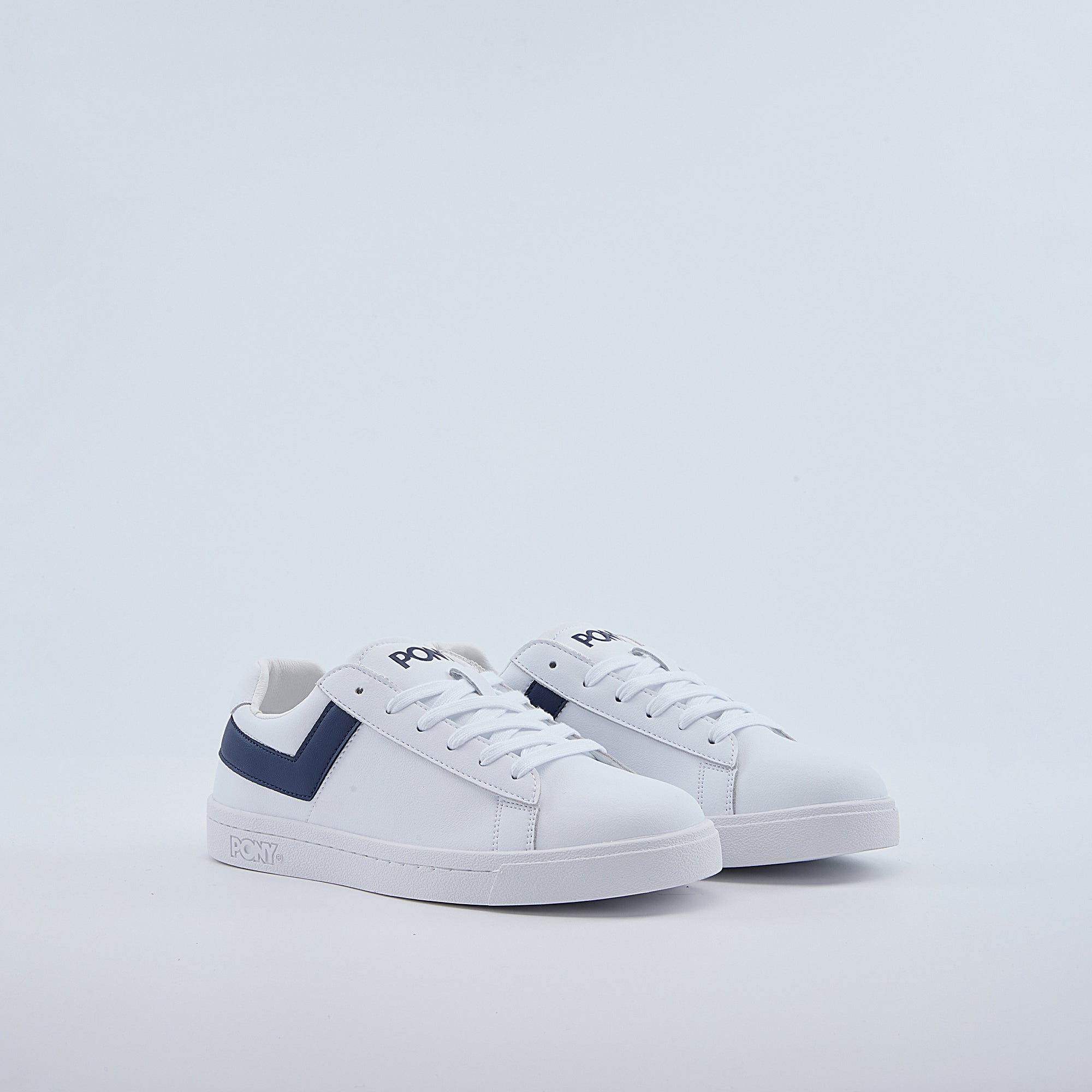 Pony Men's Top Star Sneakers with White Main Lace/Ext Lace Navy as Chevron Marine