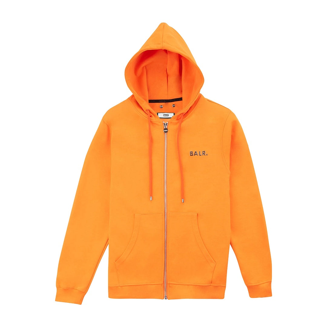Balr Q-Series Straight Zip Through Vibrant Orange Hoodie
