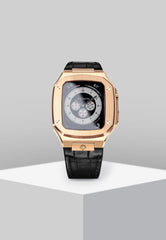 Buy Golden Concept Golden Concept Steel Case For Apple Watch 44Mm - Rose Gold With Black Leather Straps Online