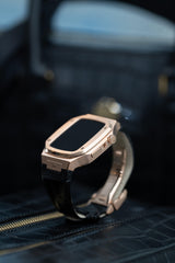 Buy Golden Concept Golden Concept Steel Case For Apple Watch 44Mm - Rose Gold With Black Leather Straps Online