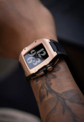 Buy ShopBauhaus.com Golden Concept Stainless Steel Case Rubber Strap Black/ Rose Gold 45mm Apple Watch Case Online