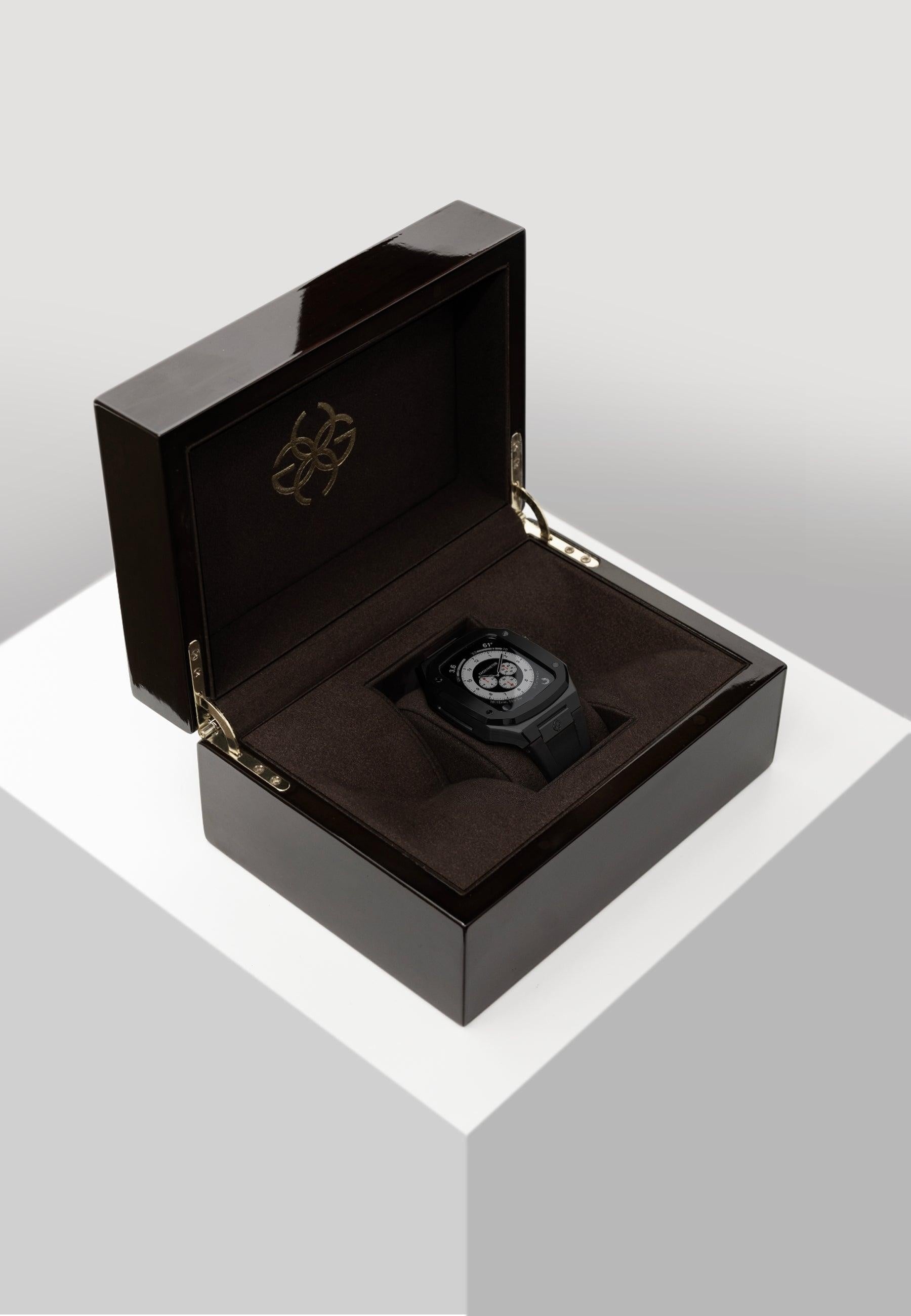 Buy Golden Concept Golden Concept Steel Case For Apple Watch 44Mm - Black With Black Rubber Straps Online