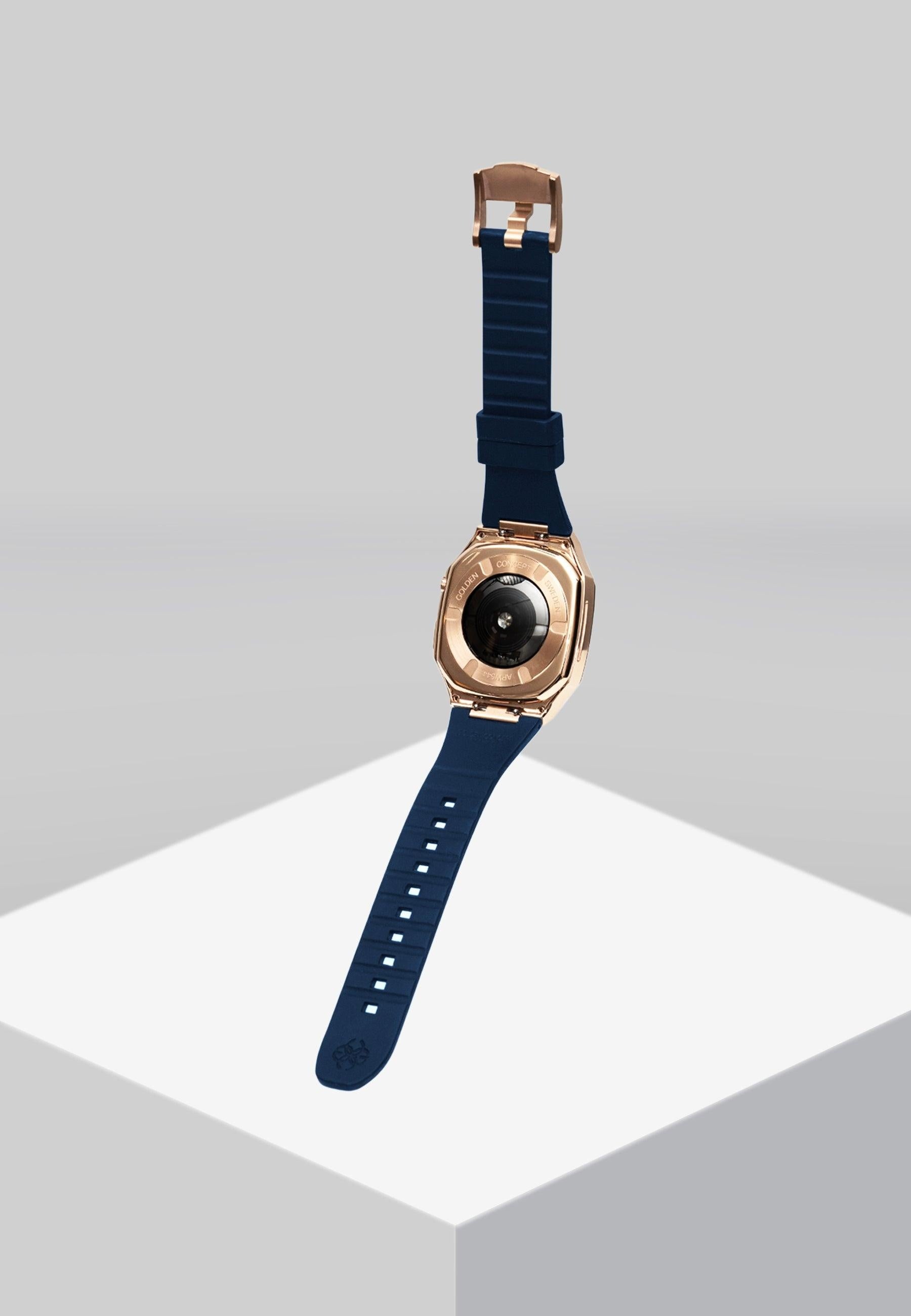 Buy Golden Concept Golden Concept Steel Case For Apple Watch 44Mm - Rose Gold With Blue Rubber Straps Online