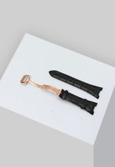 Buy Golden Concept Golden Concept Steel + Leather Strap For Apple Watch 45MM - Black + Rose Gold Online