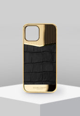 Buy Golden Concept Iphone 12 | 12 Pro Black + Gold Divided Leather Edition Case Online